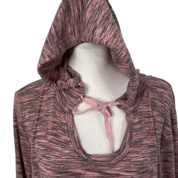 Vintage American Blues Hoodie Sweatshirt Plus XXL Pink Heathered Tie Front - Picture 2 of 12